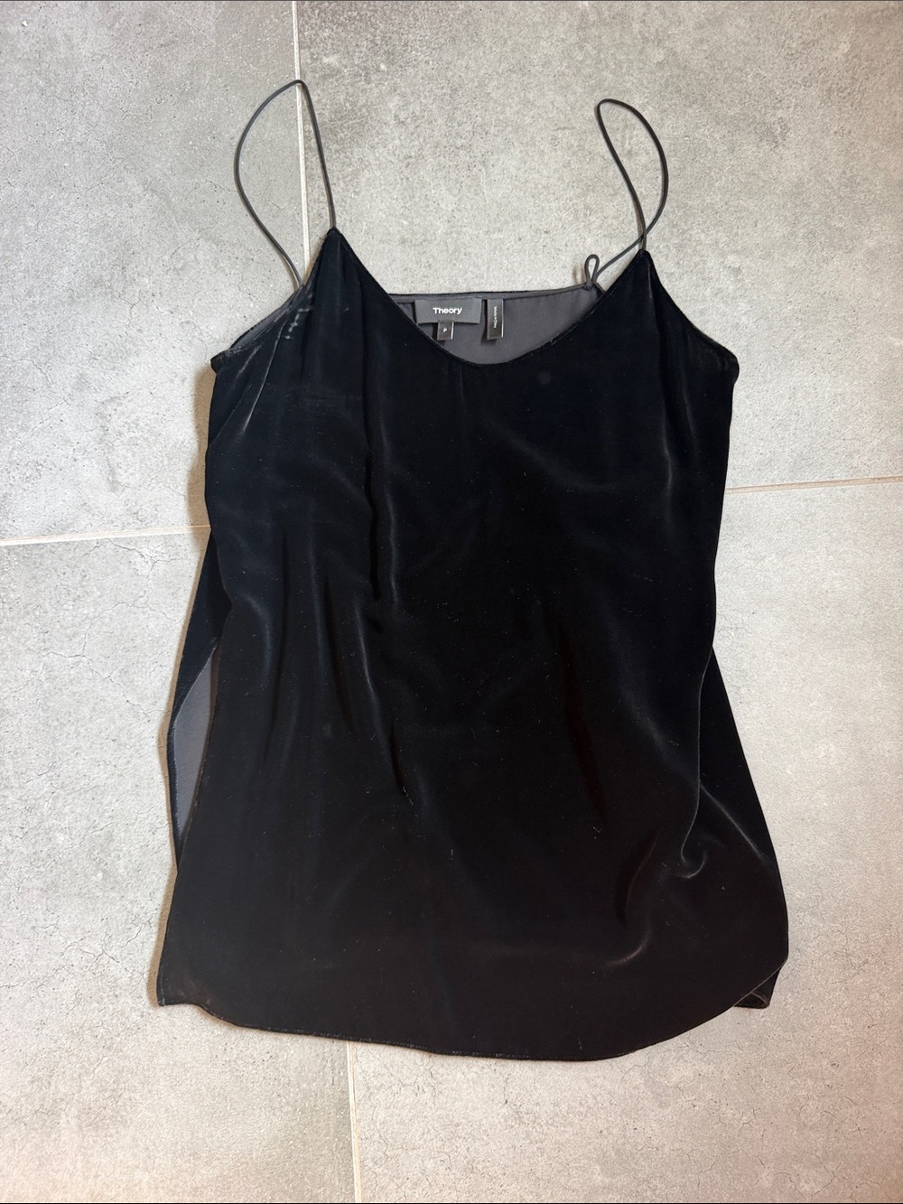 Theory Black Velvet Spaghetti-Strap Cami
